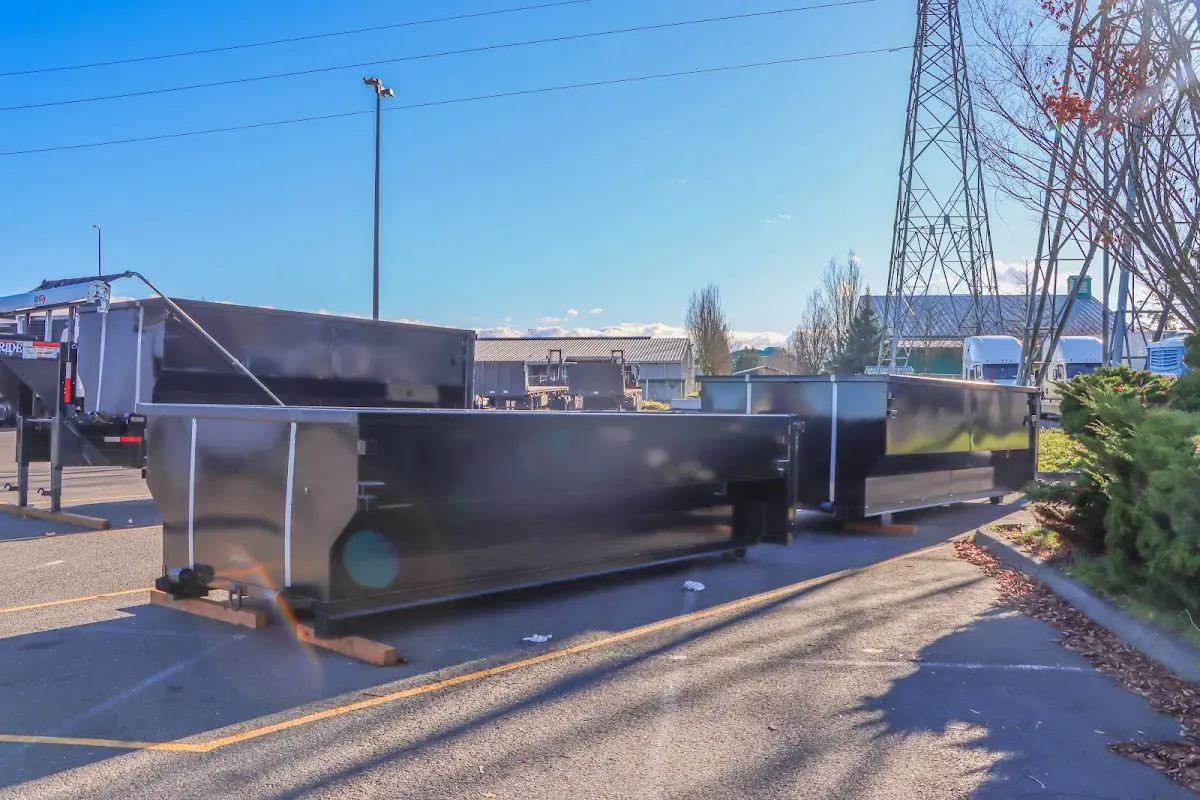 Roll-off dumpster ready for waste disposal at job site for 4 Yard Dumpster Rental in Prior Lake